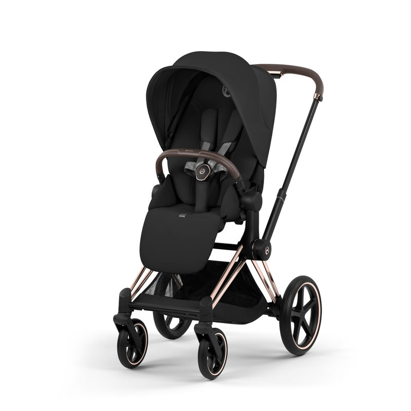 Pack duo Poussette tout-terrain Priam 2026 avec nacelle pliable Châssis Rose Gold Sepia Black Cybex poussette