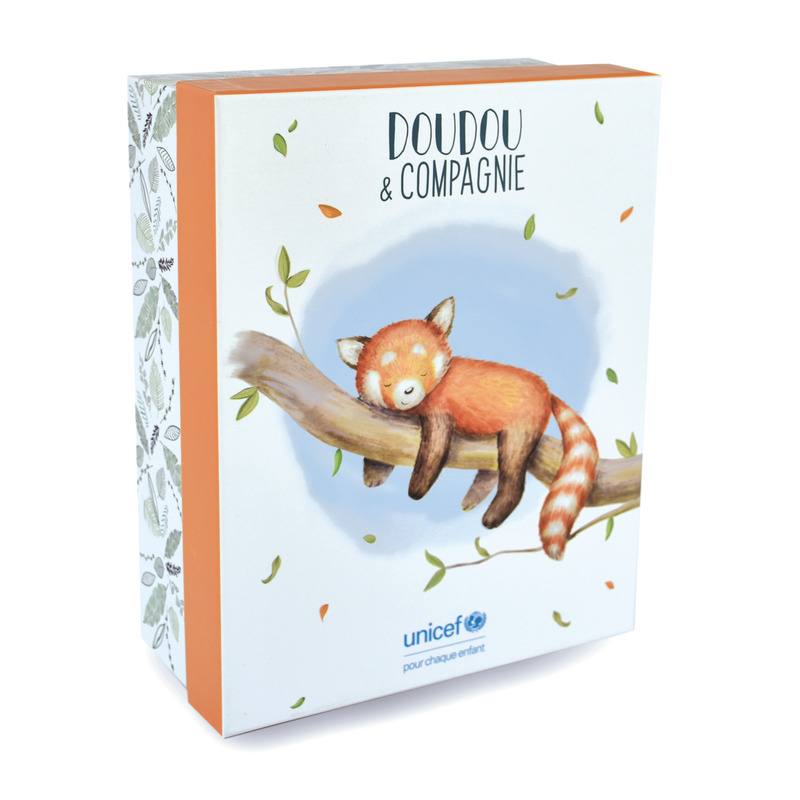 Panda Roux Pantin Bébé et moi Unicef Doudou et Compangie Produit boite