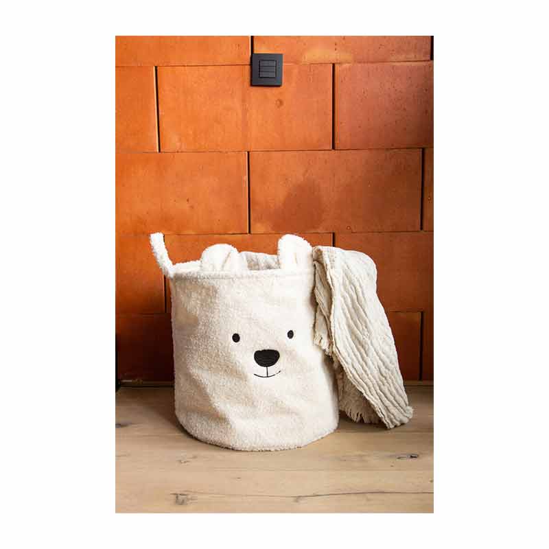 Panier de rangement Teddy écru 30 x 30 cm Childhome - Bambinou