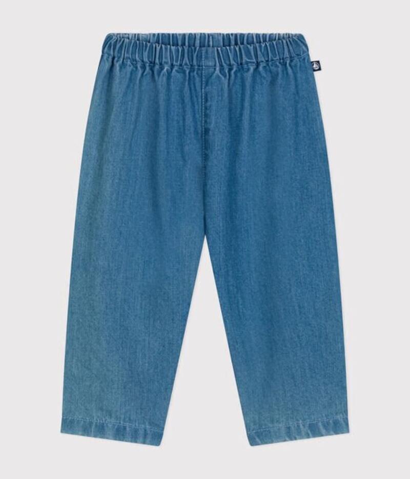 Pantalon en denim léger bébé denim clair Petit Bateau produit face