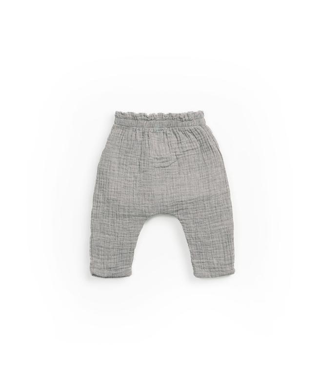 Pantalon en gaze de coton gris Family Play Up dos