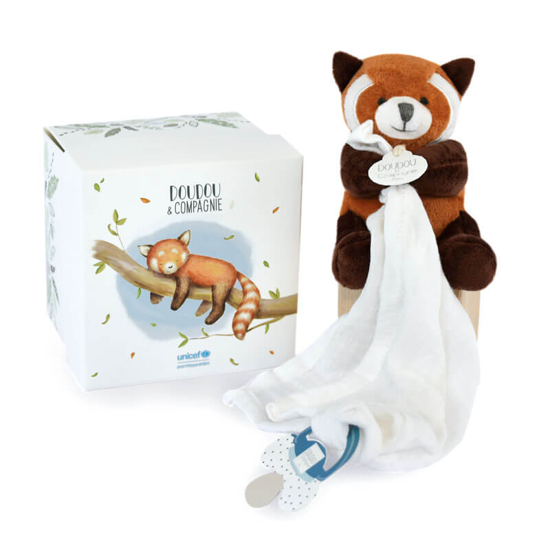 Pantin avec doudou attache-sucette Panda Doudou et compagnie packaging