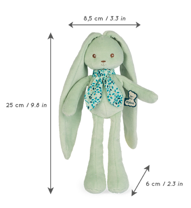 Pantin lapin 25 cm aqua Kaloo dimensions