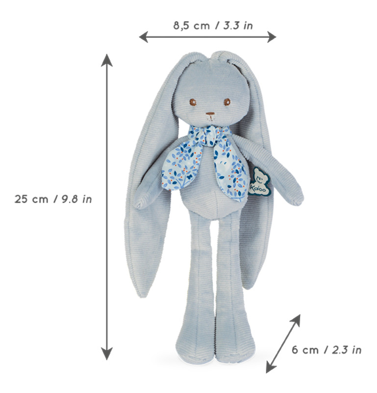 Pantin lapin 25 cm bleu Kaloo dimensions