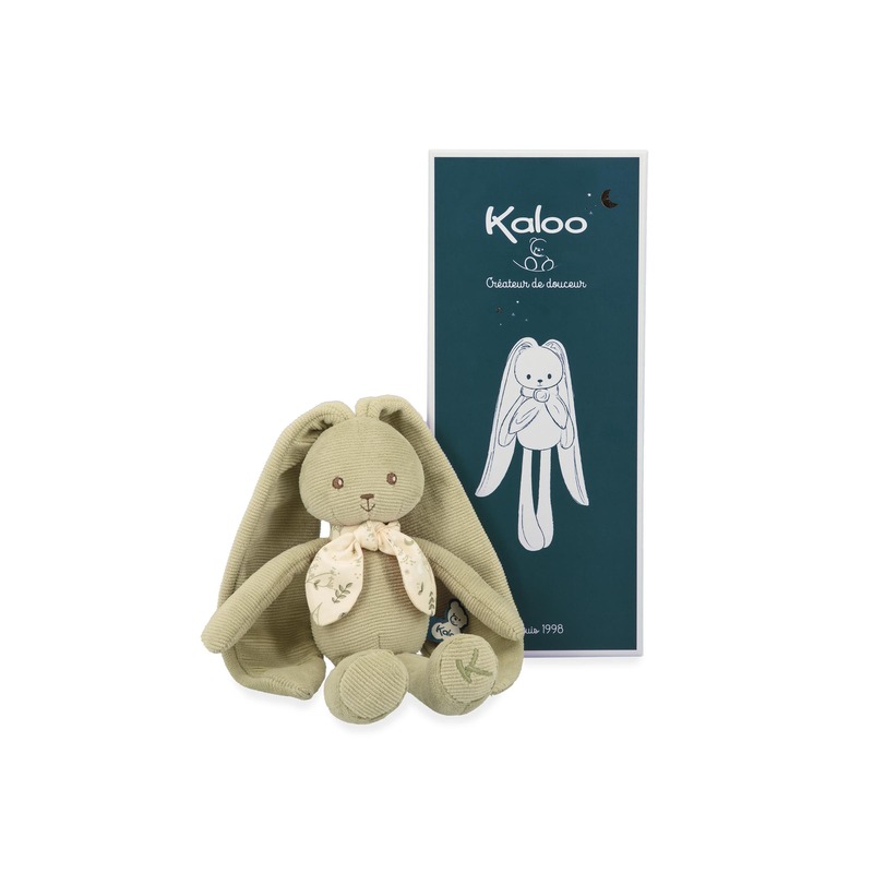 Pantin lapin 25 cm vert Kaloo packaging