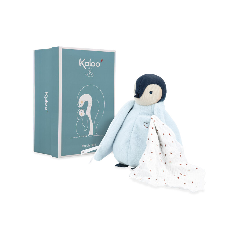 Peluche à bisous manchot bleu Kaloo peluche et boite