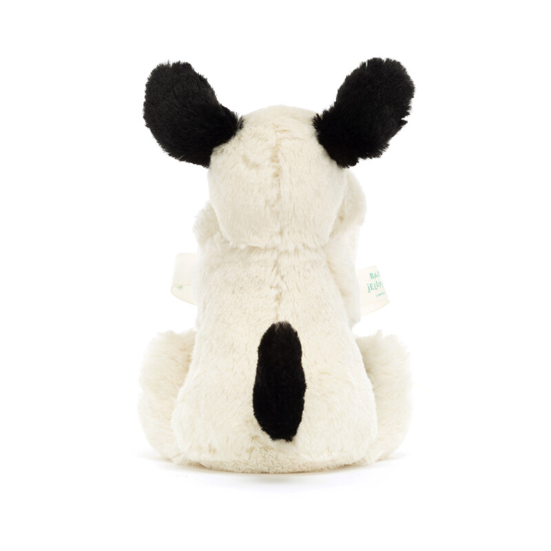 Peluche avec doudou Bashful Black & Cream Puppy Jellycat arriere