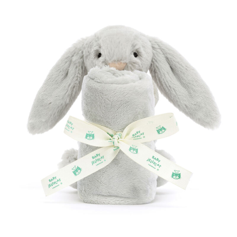 Peluche avec doudou Bashful Bunny Soother Silver Jellycat avant