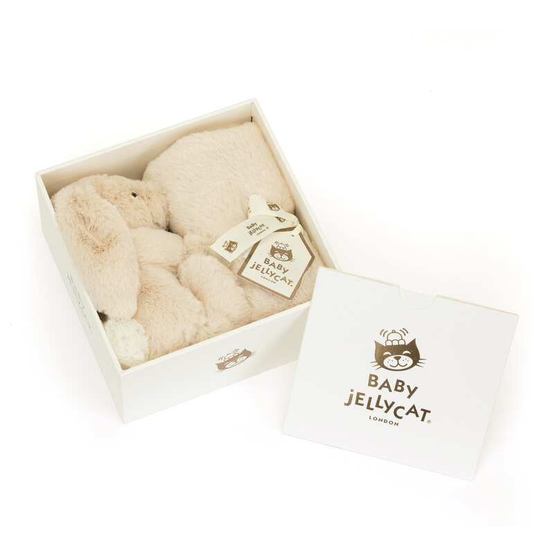 Peluche avec doudou Bashful Luxe Bunny Soother Jellycat boite