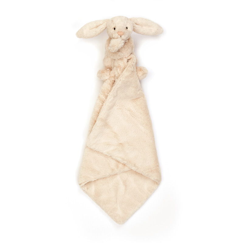 Peluche avec doudou Bashful Luxe Bunny Soother Jellycat depliee