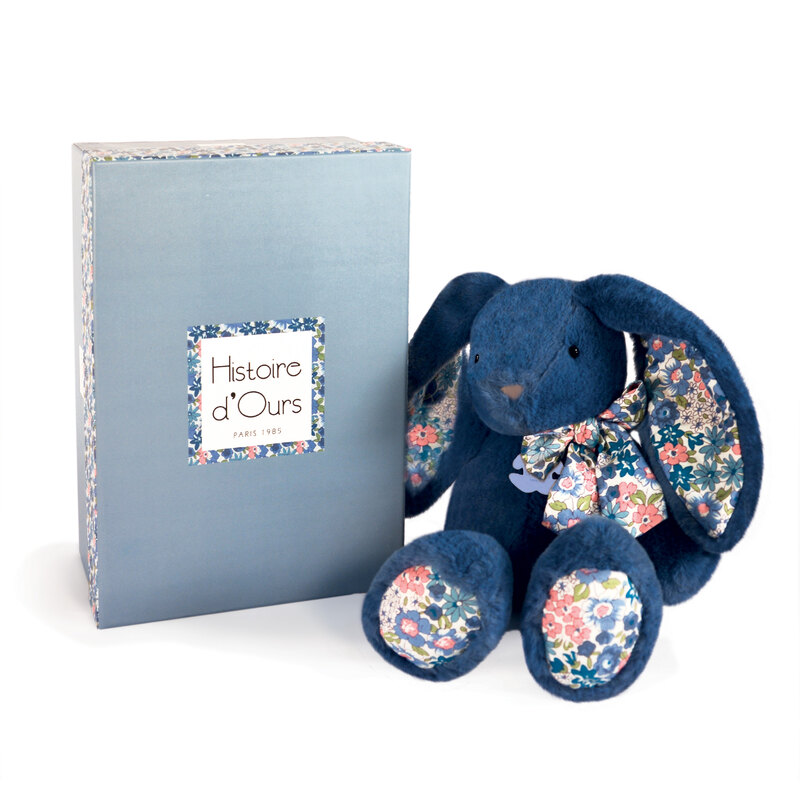 Peluche Copain Calin Lapin Bleu 25 cm Histoire d'Ours Produit face2