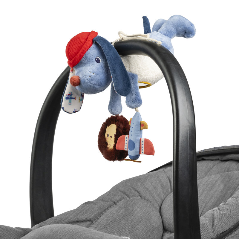 Peluche d'activités acti-nomade Jules Lilliputiens sur poussette