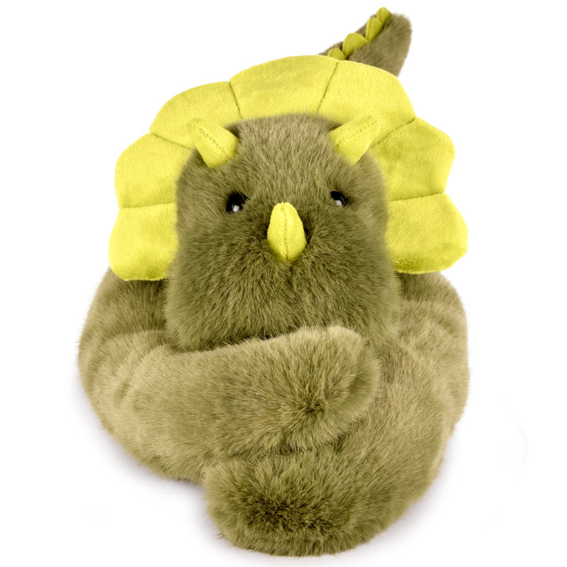 Peluche dinosaure vert lesté 40 cm Podcoll face