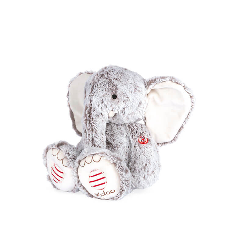 Peluche Éléphant Noa Gris Prestige Rouge Large Kaloo profil