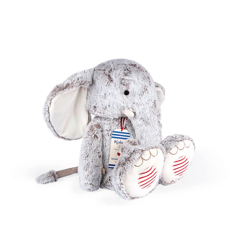 Peluche Éléphant Noa Gris Prestige Rouge XL Kaloo profil