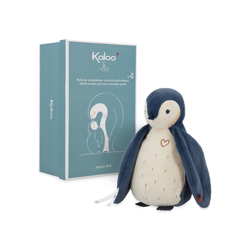 Peluche enregistreur vocal et bruits blancs manchot bleu Kaloo peluche et boite