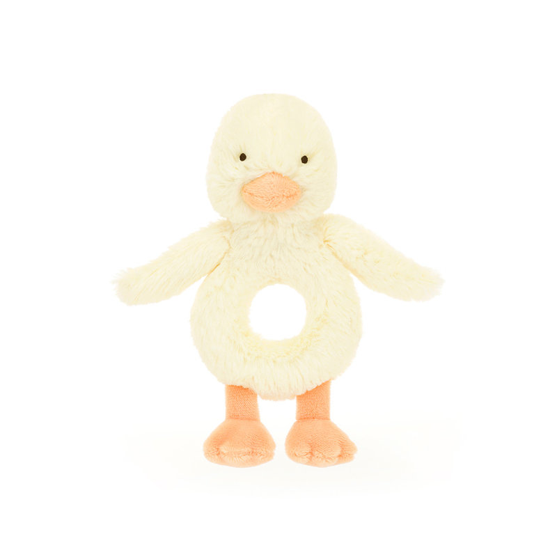 Peluche Hochet Canard Bashful Duckling Jellycat face