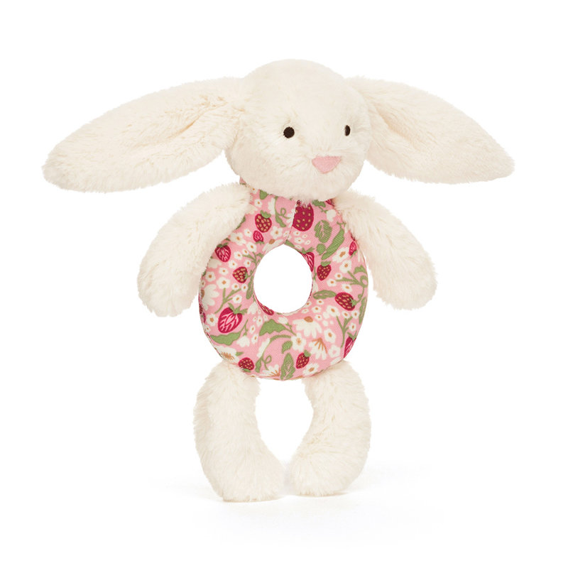 Peluche Hochet Lapin Berry Blossom Cream Bunny Jellycat côté