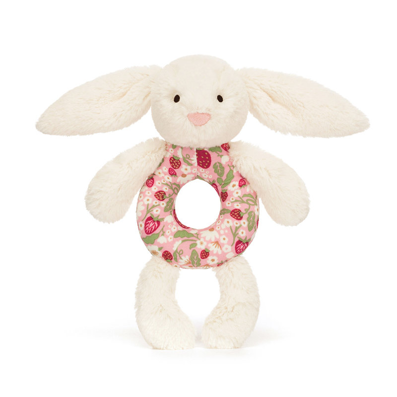 Peluche Hochet Lapin Berry Blossom Cream Bunny Jellycat face