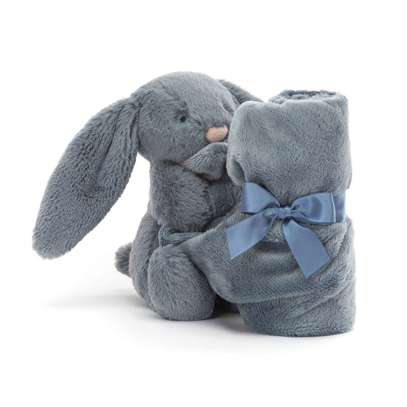 Peluche Lapin Bashful Dusky Blue Bunny avec doudou Jellycat côté