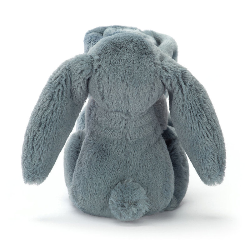 Peluche Lapin Bashful Dusky Blue Bunny avec doudou Jellycat dos