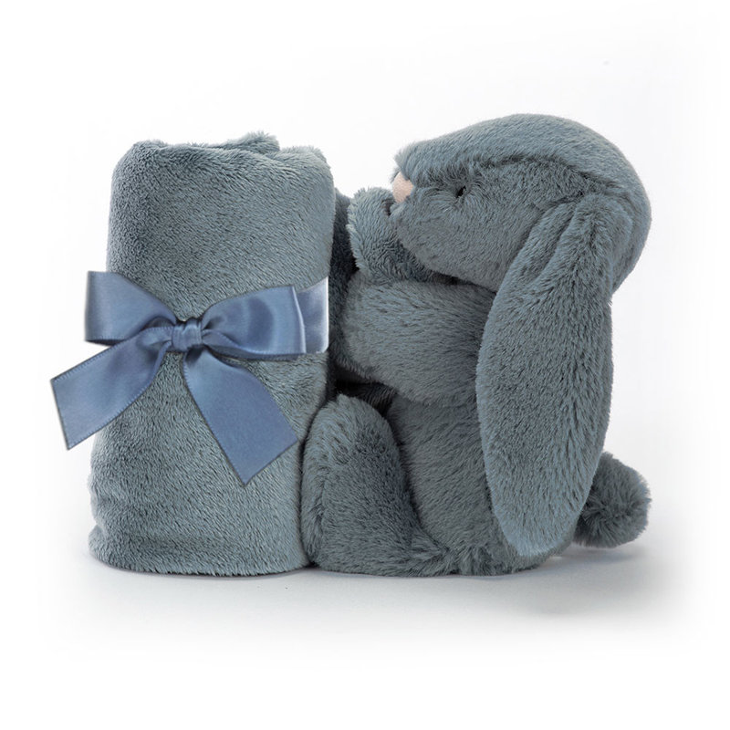 Peluche Lapin Bashful Dusky Blue Bunny avec doudou Jellycat profil