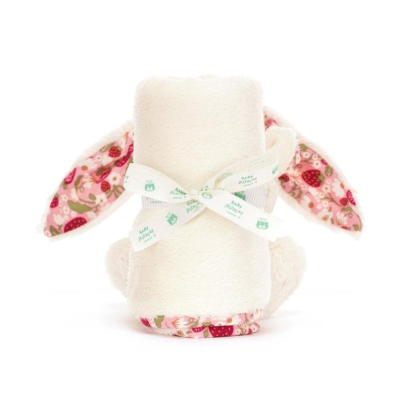 Peluche Lapin Berry Blossom Cream Bunny avec doudou Jellycat face