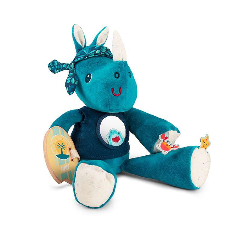 Peluche multi-activités Marius le Rhino Lilliputiens Profil