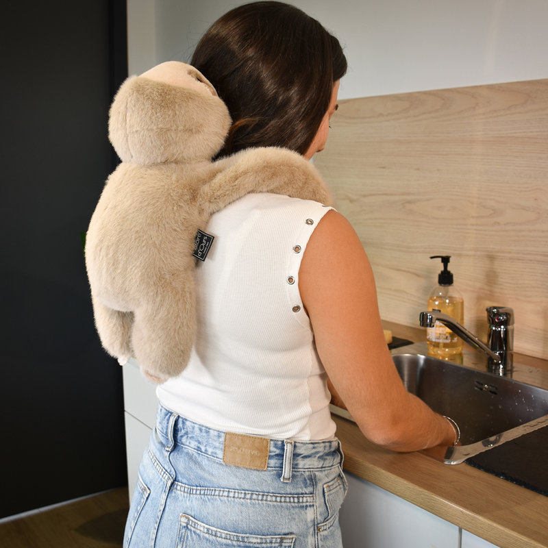 Peluche paresseux marron lesté 40 cm Podcoll dos