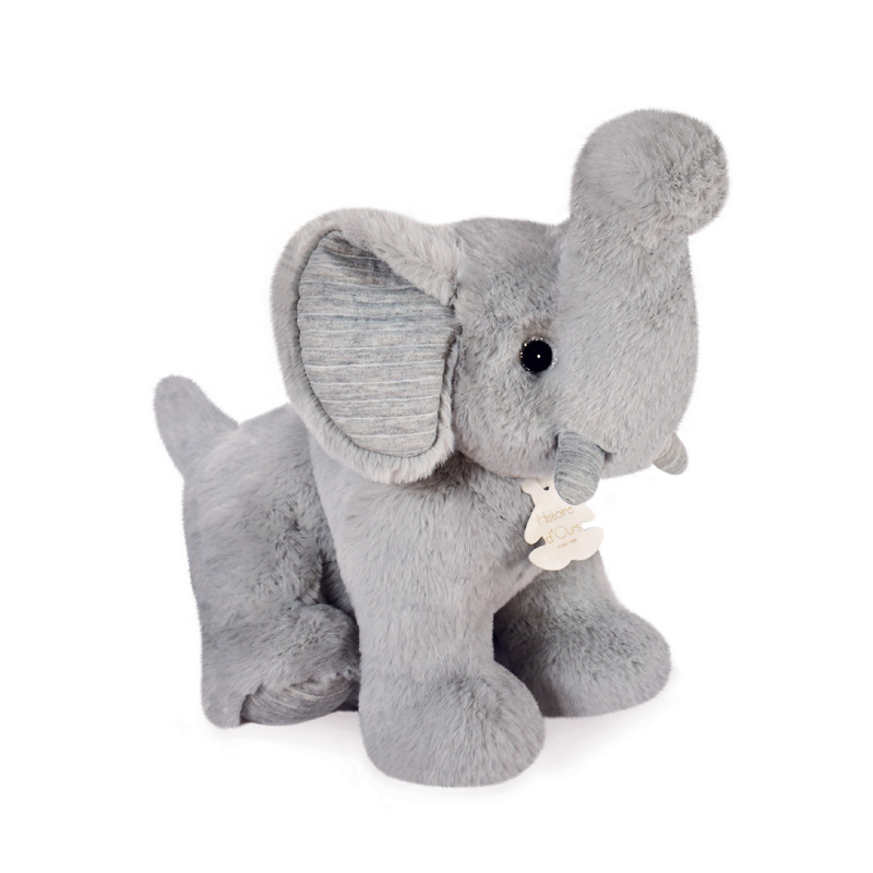 Peluche Preppy Chic Elephant Gris Perle 35 cm Histoire d'Ours Produit face