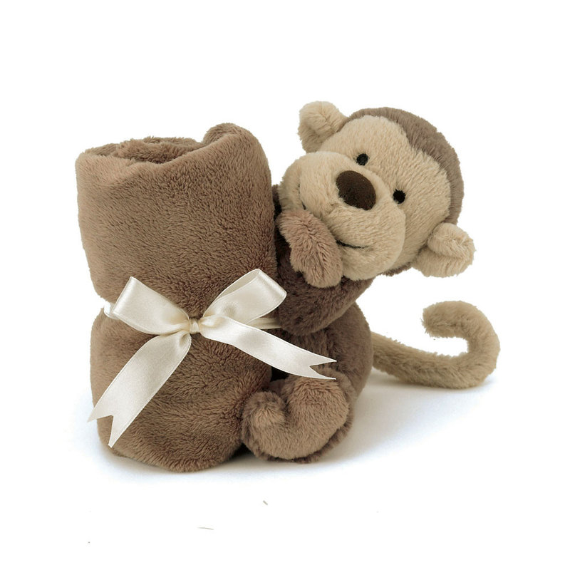 Peluche Singe Bashful Monkey avec doudou Jellycat face