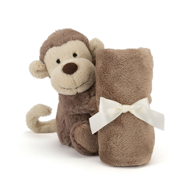 Peluche Singe Bashful Monkey avec doudou Jellycat face