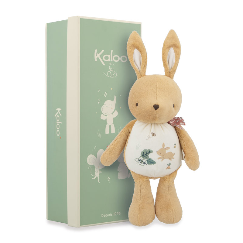 Peluche Sonore Lapin Kaloo devant la boîte