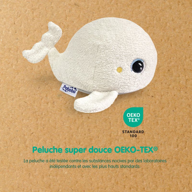 Peluche veilleuse avec bruit blanc apaisant Beluga Pabobo utilisation