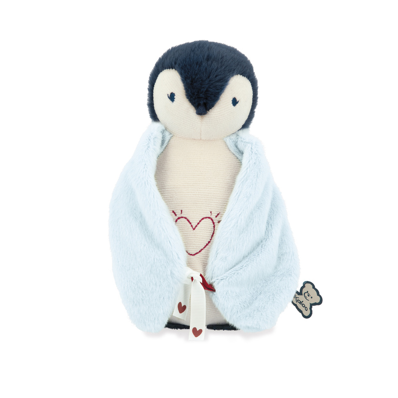 Peluche Veilleuse Manchot Bleu KALOO face mains fermées