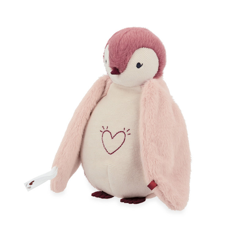 Peluche Veilleuse Manchot Rose KALOO cote gauche
