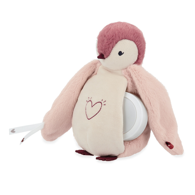 Peluche Veilleuse Manchot Rose KALOO face veilleuse