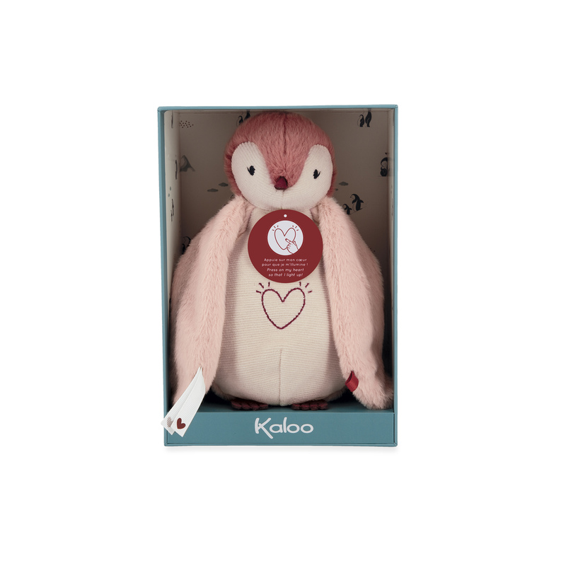 Peluche Veilleuse Manchot Rose KALOO packaging vue peluche