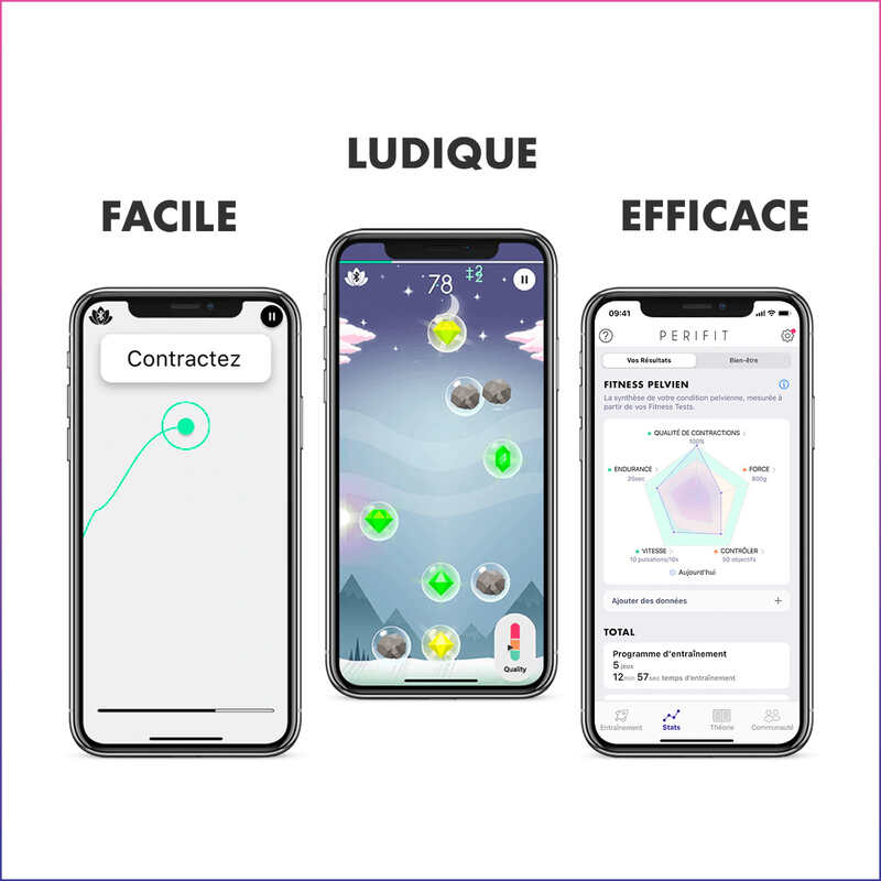 Perifit Care sonde de renforcement périnéale connectée Perifit 3 ecrans