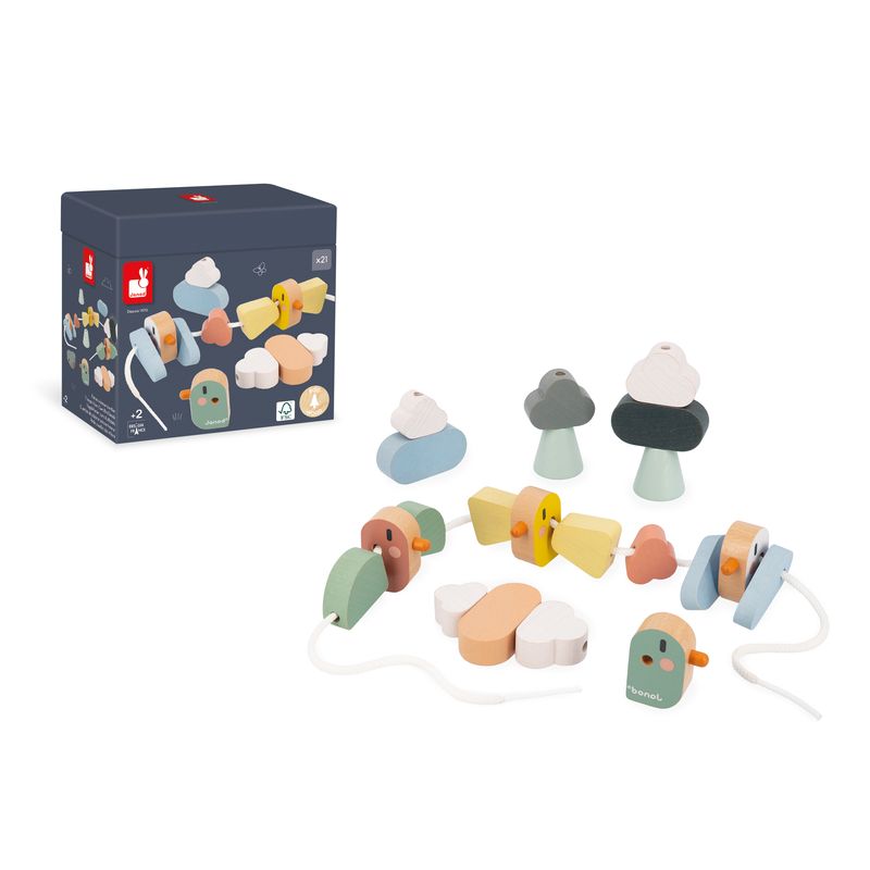 Perles à enfiler Oiseaux Sweet Cocoon Janod ensemble