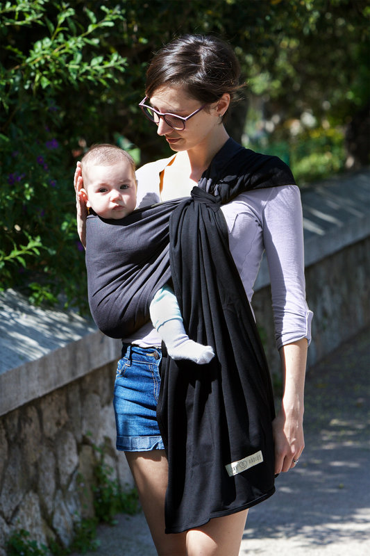 Petite écharpe de portage sans noeud sans Pad Anthracite / Noir Love Radius noeud cravate