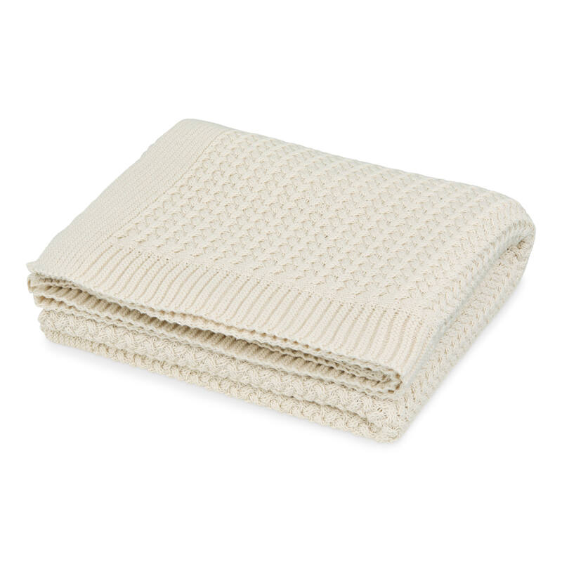 Plaid bébé en tricot Harper - GOTS - Off White Cam Cam produit face