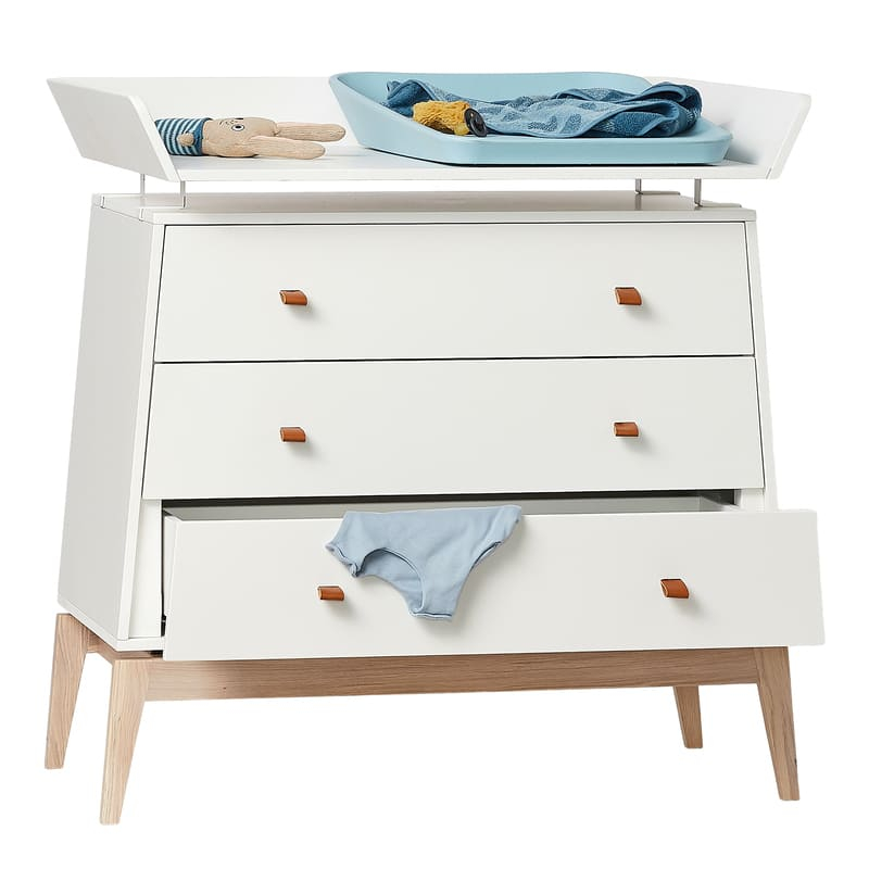 Commode Luna Chêne / Blanc Leander Matelas à langer