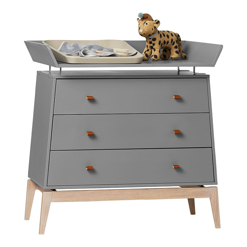 Commode Luna Chêne / Gris Leander Matelas à langer