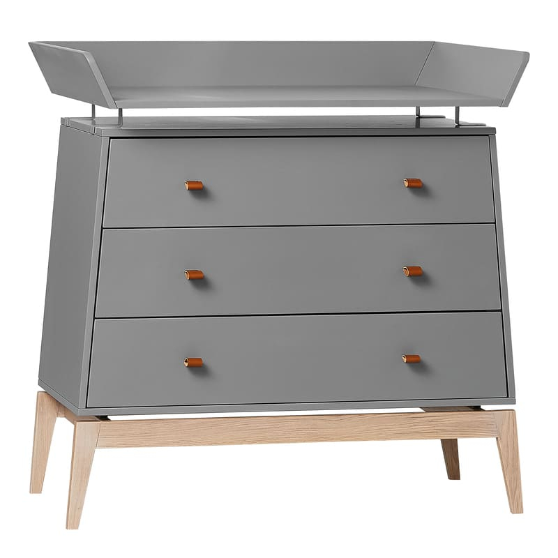Commode Luna Chêne / Gris Leander Plan à langer