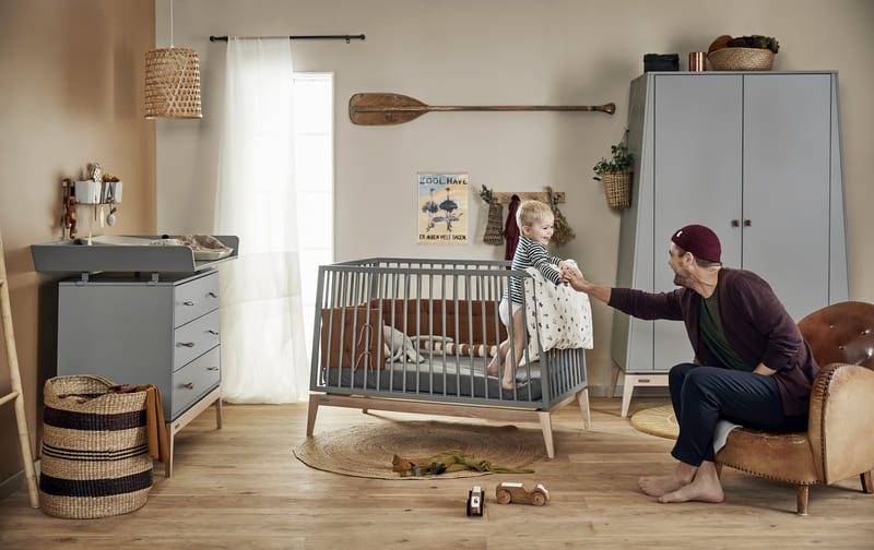 Commode Luna Chêne / Gris Leander Famille
