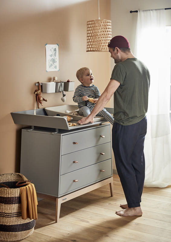 Commode Luna Chêne / Gris Leander Enfant