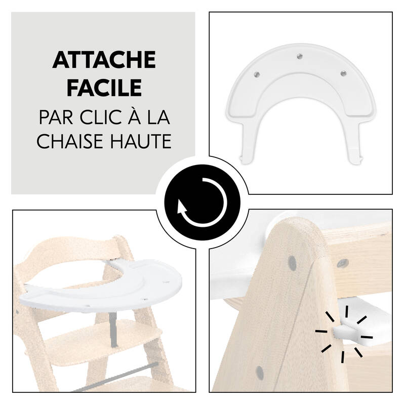 Plateau de jeu pour chaise haute Arketa White Hauck attache