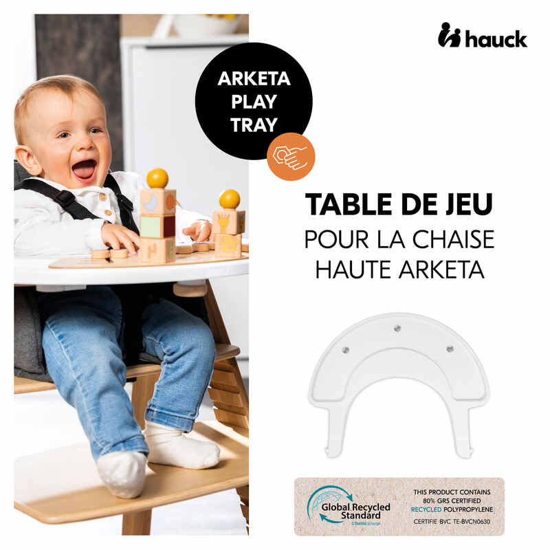 Plateau de jeu pour chaise haute Arketa White Hauck face