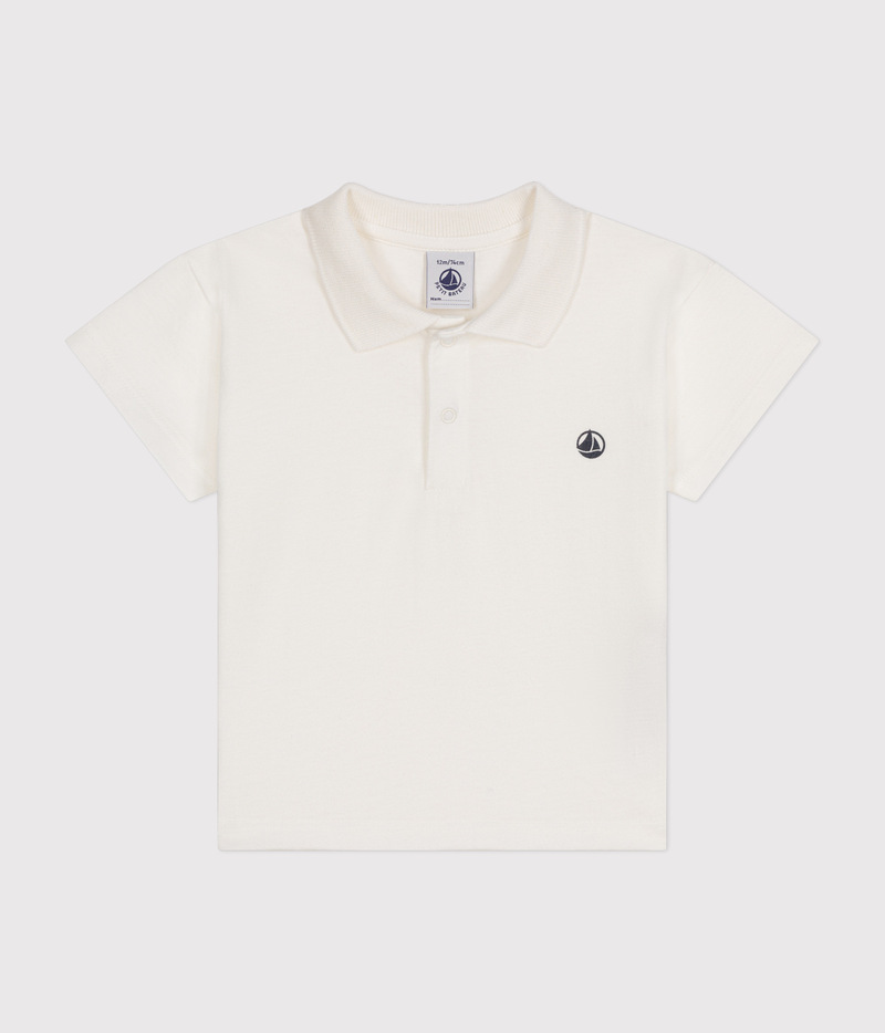 Polo manches courtes en coton bébé Marshmallow Petit Bateau produit face